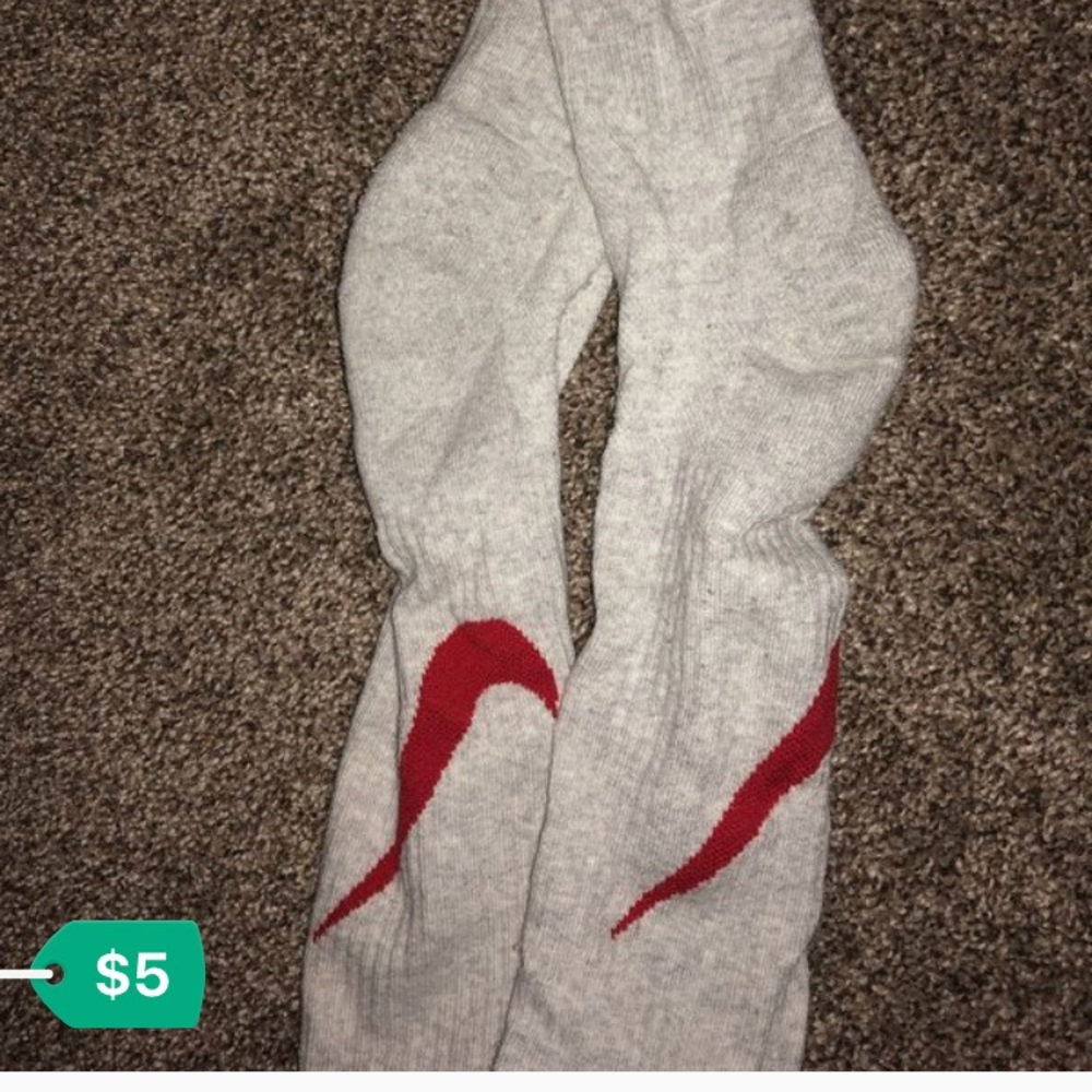 Gray & Red Nike Socks
